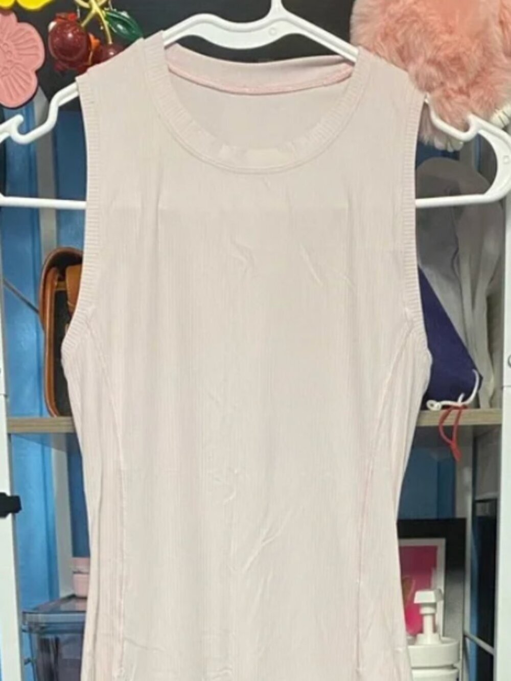 Lululemon All Aligned Ribbed Midi Dress Nulu Pink 0 STAINS